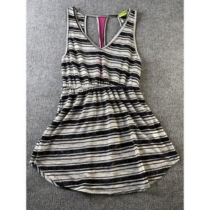 Fresh Brewed Womens M Striped Tunic Tank Top Gray Black‎ Racerback Stretch